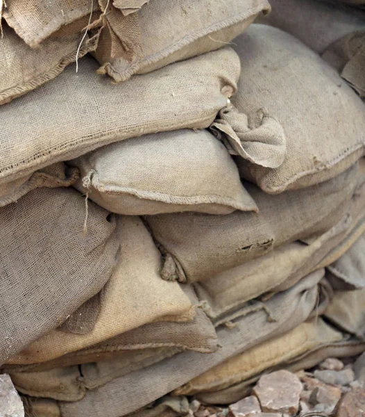 Sandbags for protection in a trench — Stock Photo, Image