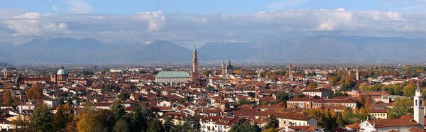 Vicenza Italy Incredible panoramic view very wide-angle in high resolution with main monument called Basilica Palladiana