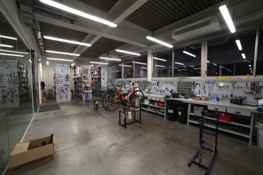 Vicenza, VI, Italy - January 1, 2017: mechanical workshop for bi clipart
