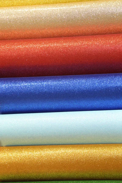カスタマイズしたデコを準備する色のキラキラ シートの背景 — ストック写真