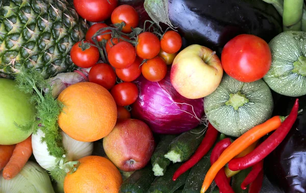 Contexto das frutas e produtos hortícolas frescos — Fotografia de Stock