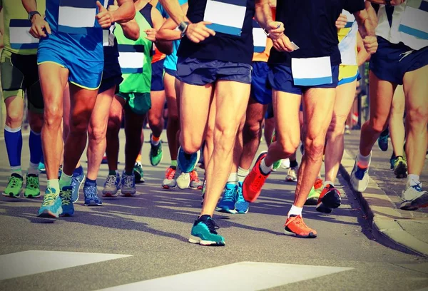 Женщины и мужчины бегуны в кроссовках — стоковое фото