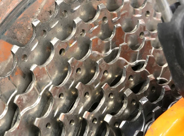 Anéis de corrente de metal de uma bicicleta — Fotografia de Stock