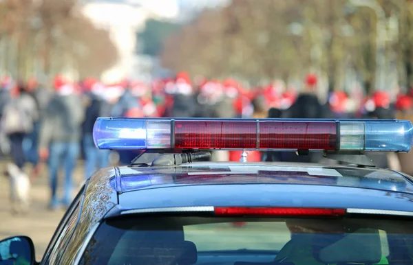 Police car  in the public urban park — Stock Photo, Image