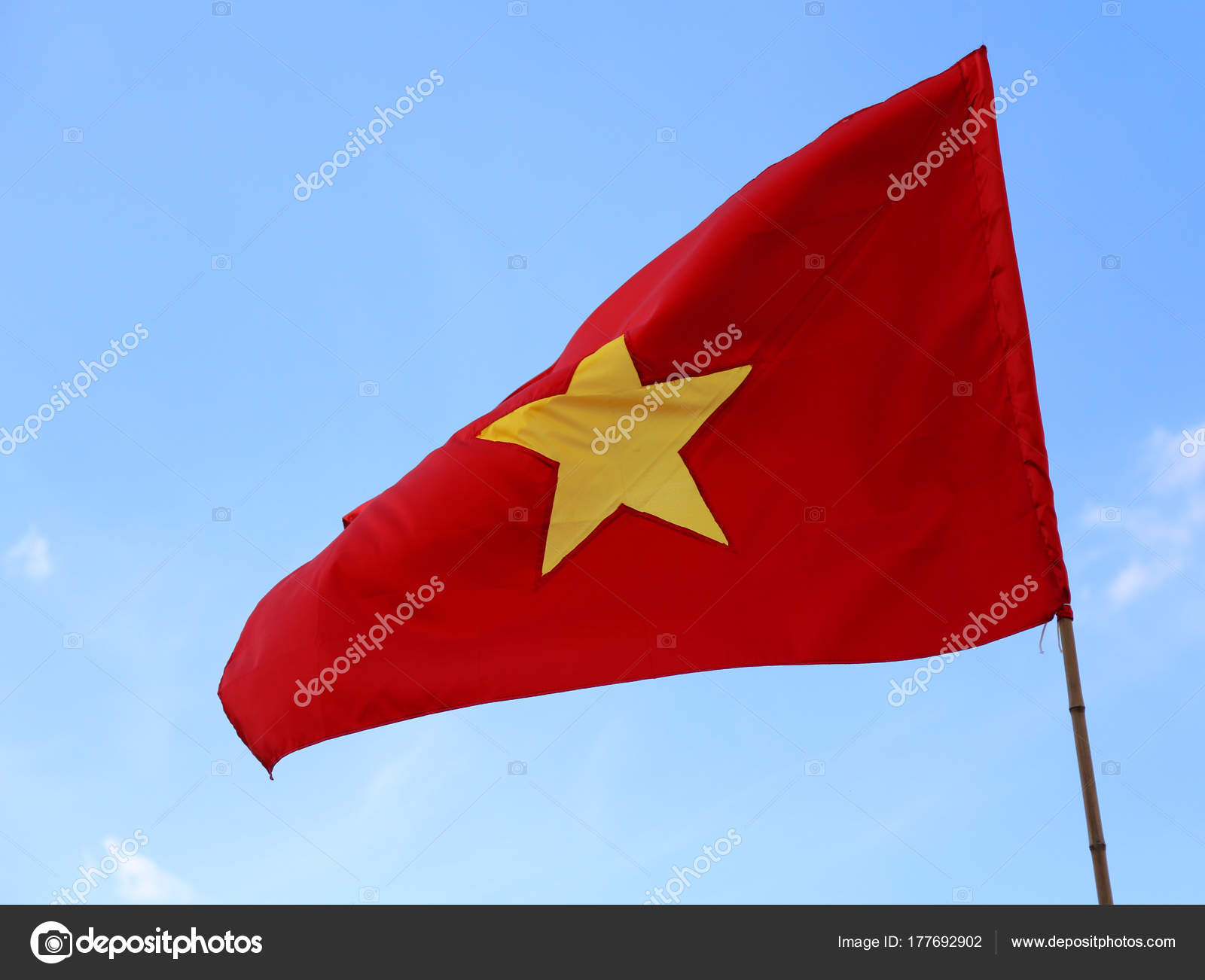 Drapeau Du Viêt Nam Avec La Grosse étoile Jaune Dans Le Fond