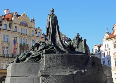 Prague, Çek Cumhuriyeti - 23 Ağustos 2016: Memorial Jan Hus bir 