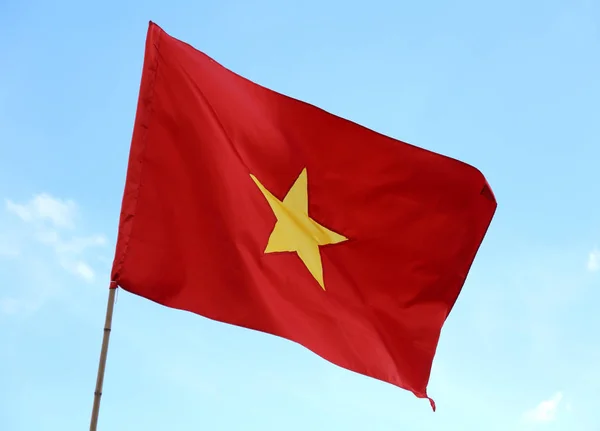 大旗越南与大黄星在红色背景 w — 图库照片