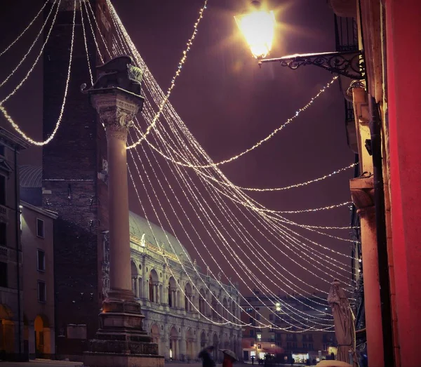 Hlavní náměstí města Vicenza v Itálii s vintage efektem — Stock fotografie