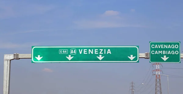 Indicação Rodoviária Italiana para Veneza — Fotografia de Stock