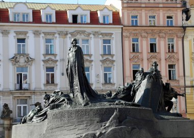 Prague, Çek Cumhuriyeti - 23 Ağustos 2016: Memorial Jan Hus bir 