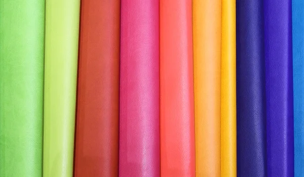 Background of colorful leather in the craft workshop — Stock Photo, Image