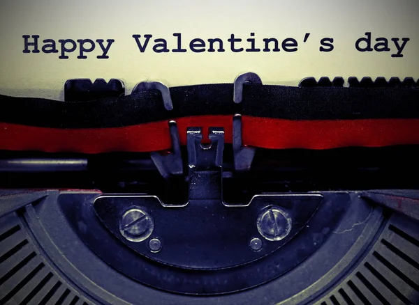 Happy Valentine s day written with the old typewriter with vinta — Stock Photo, Image