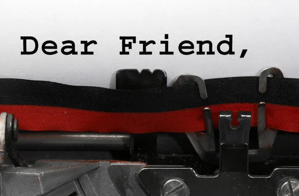 Text Dear Frined written with the old typewriter — Stock Photo, Image