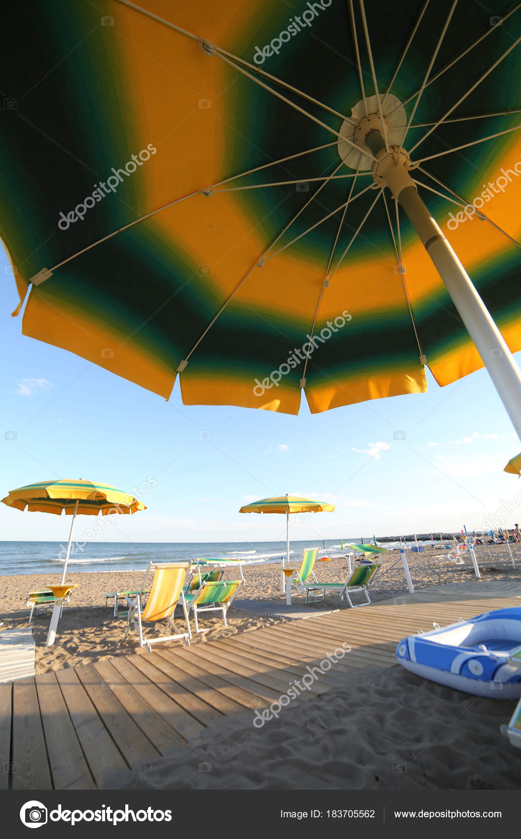 Umbrella On The Beach P Ographed From Below In The Summer Duri Stock P O Umbrella On The Beach P Ographed From Below In The Summer Duri Stock P O
