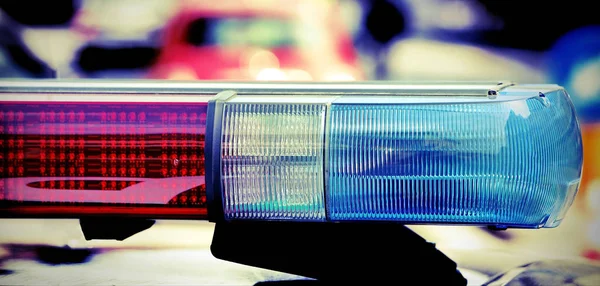 Blaulicht und Sirene des Polizeiautos mit Oldtimer-Effekt — Stockfoto