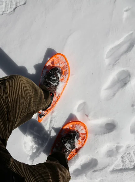 人与穿雪鞋在山上漫步 — 图库照片