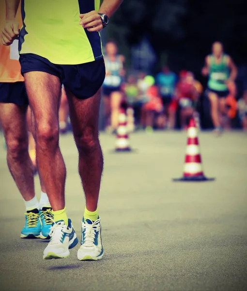 Athletes run the marathon with vintage effect — Stock Photo, Image