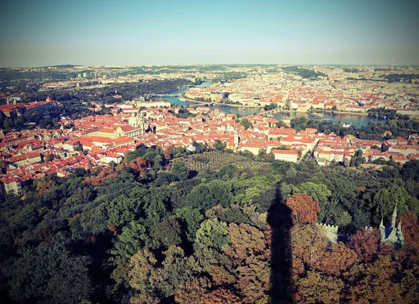 Prague City in Czech Republic in Europe and shadow of an high to — Stock Photo, Image