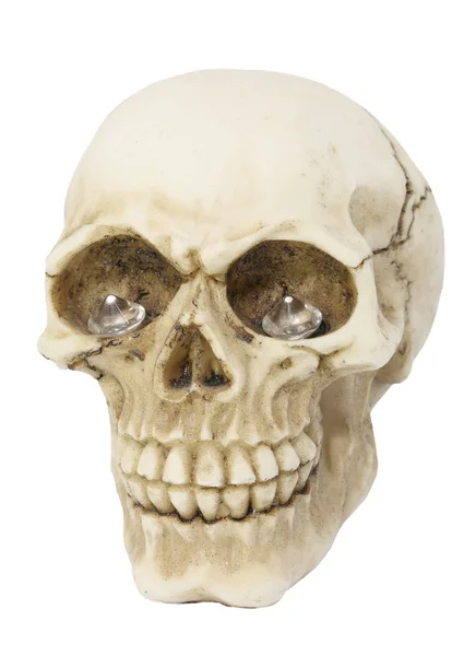 Cráneo humano con dos diamantes — Foto de Stock