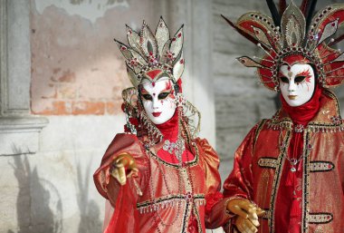 Venice, İtalya - 5 Şubat 2018: kadın ve erkek fantastik r ile