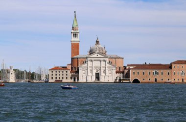 San Giorgio Maggiore Panoraması Venedik adadan görüntülendi