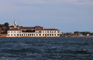 Venedik İtalya binalar San Servolo Island Benedictines in