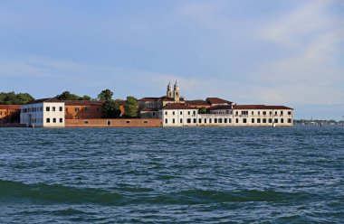 Venedik İtalya binalar San Servolo Island Benedictines in