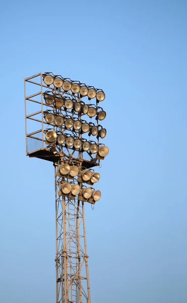 Lighthouse tower off of a soccer field — Stock Photo, Image