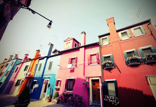 Будинки з острова Burano поблизу Венеції з vintage ефект — стокове фото
