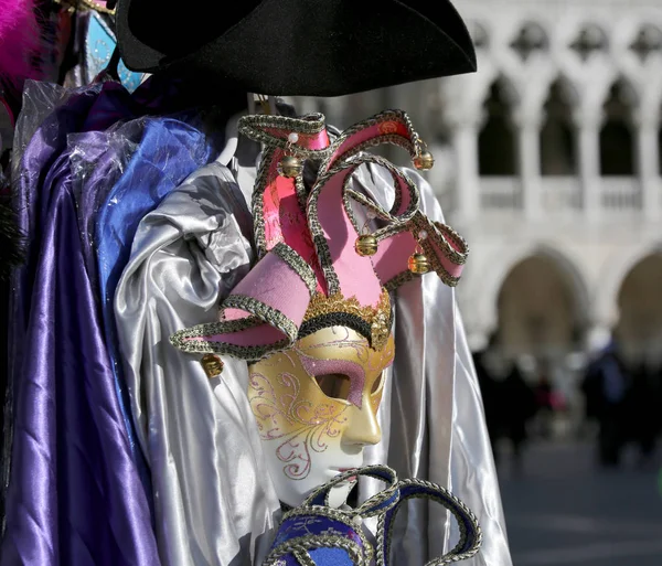 Máscara Decorada Carnaval Venta Stand Venecia — Foto de Stock