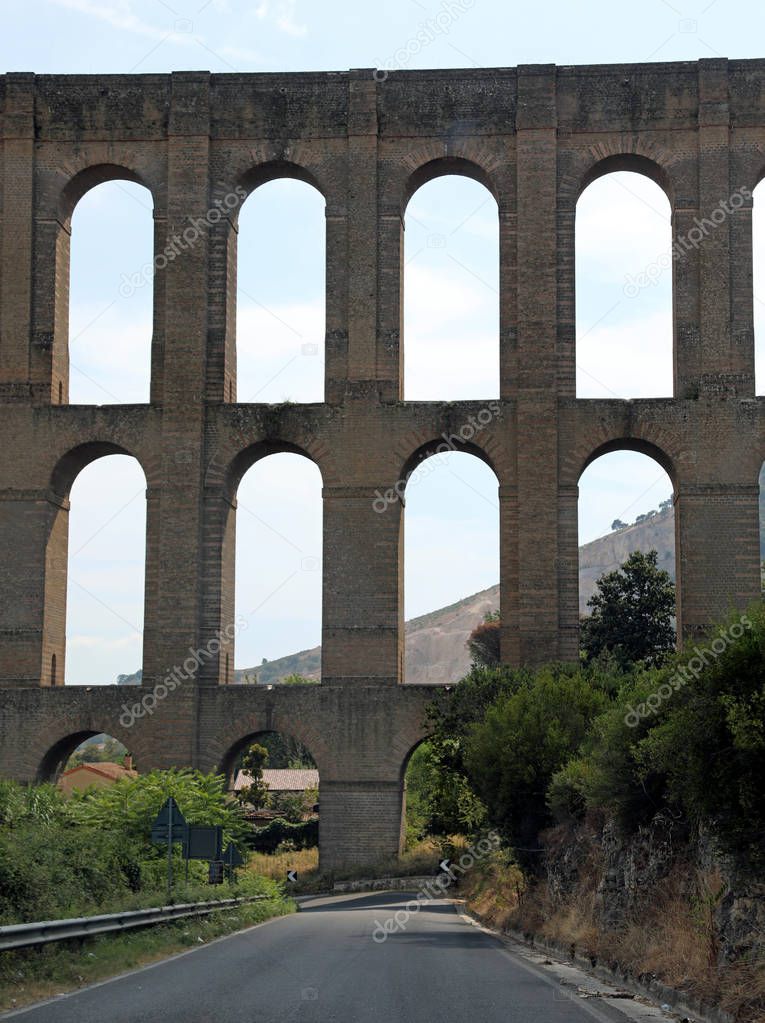Ancient aqueduct called Carolino near Caserta City in South Ital