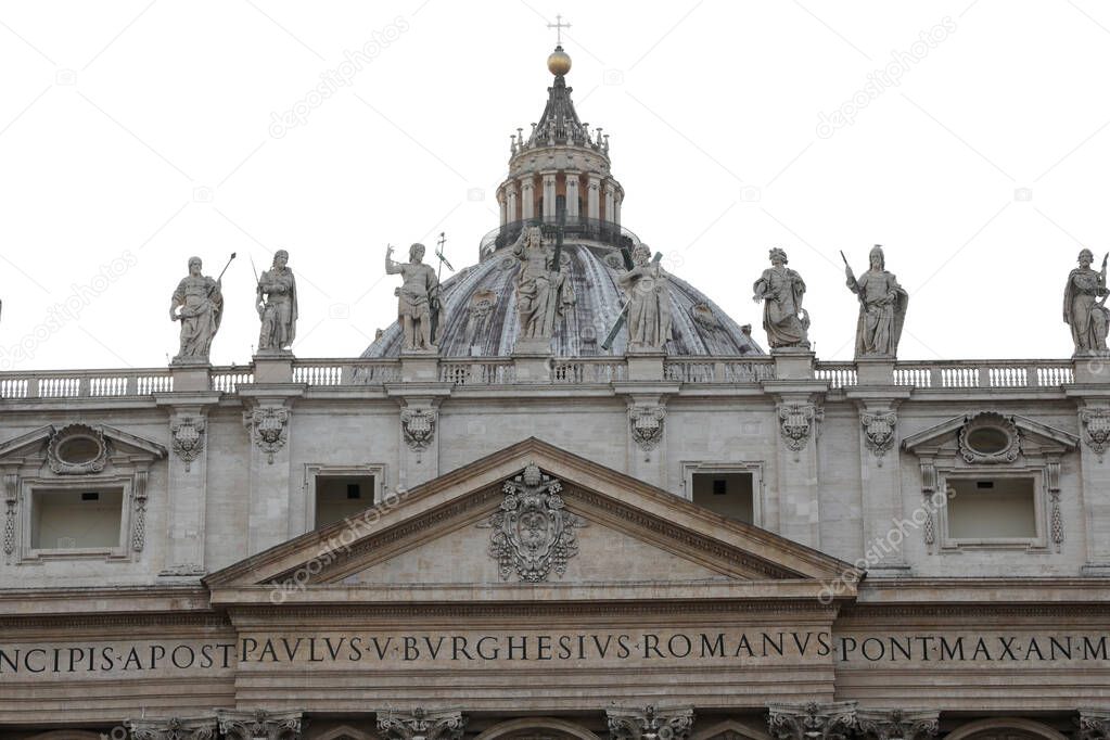 Big dome and the Facade of Basilica of Saint Peter in Vatican Ci