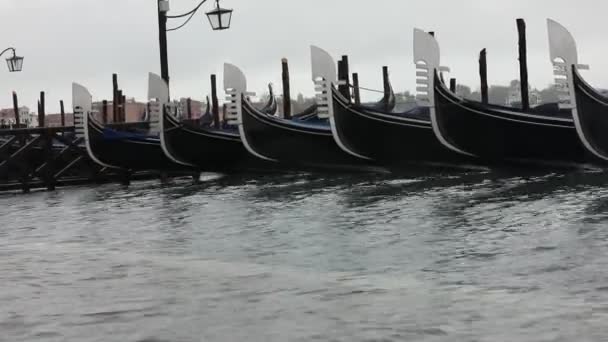 Gondolas Είναι Τυπικά Σκάφη Στη Βενετία Στην Ιταλία — Αρχείο Βίντεο