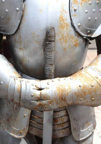 Armor of a medieval knight used for a historical re enactment — Stock Photo, Image