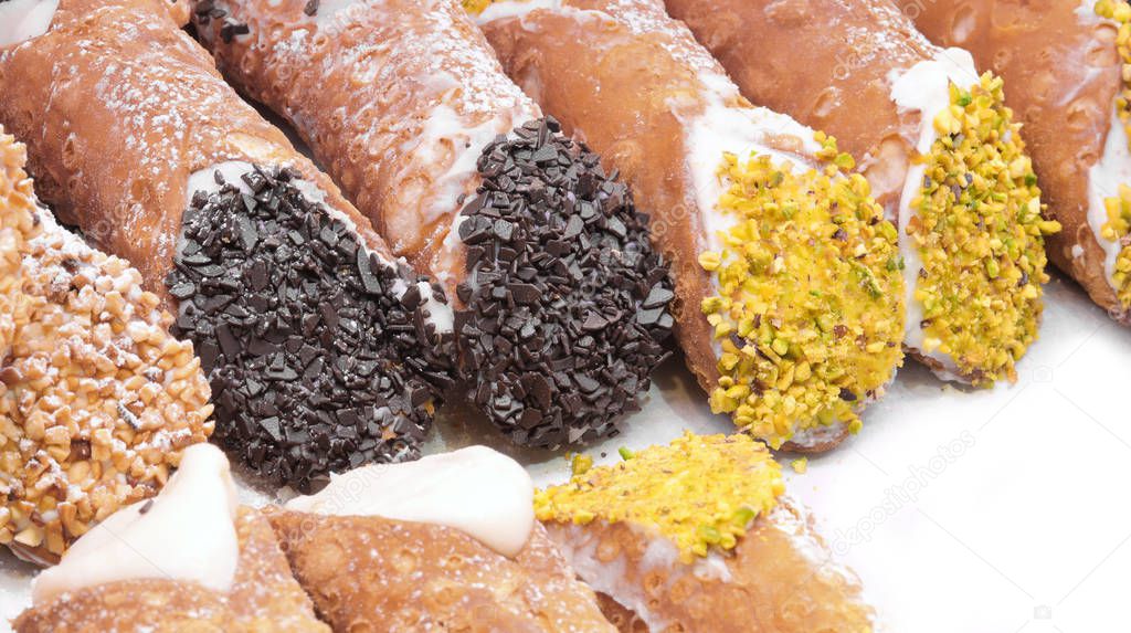 Sicilian Cannolis are typical treats of Italy