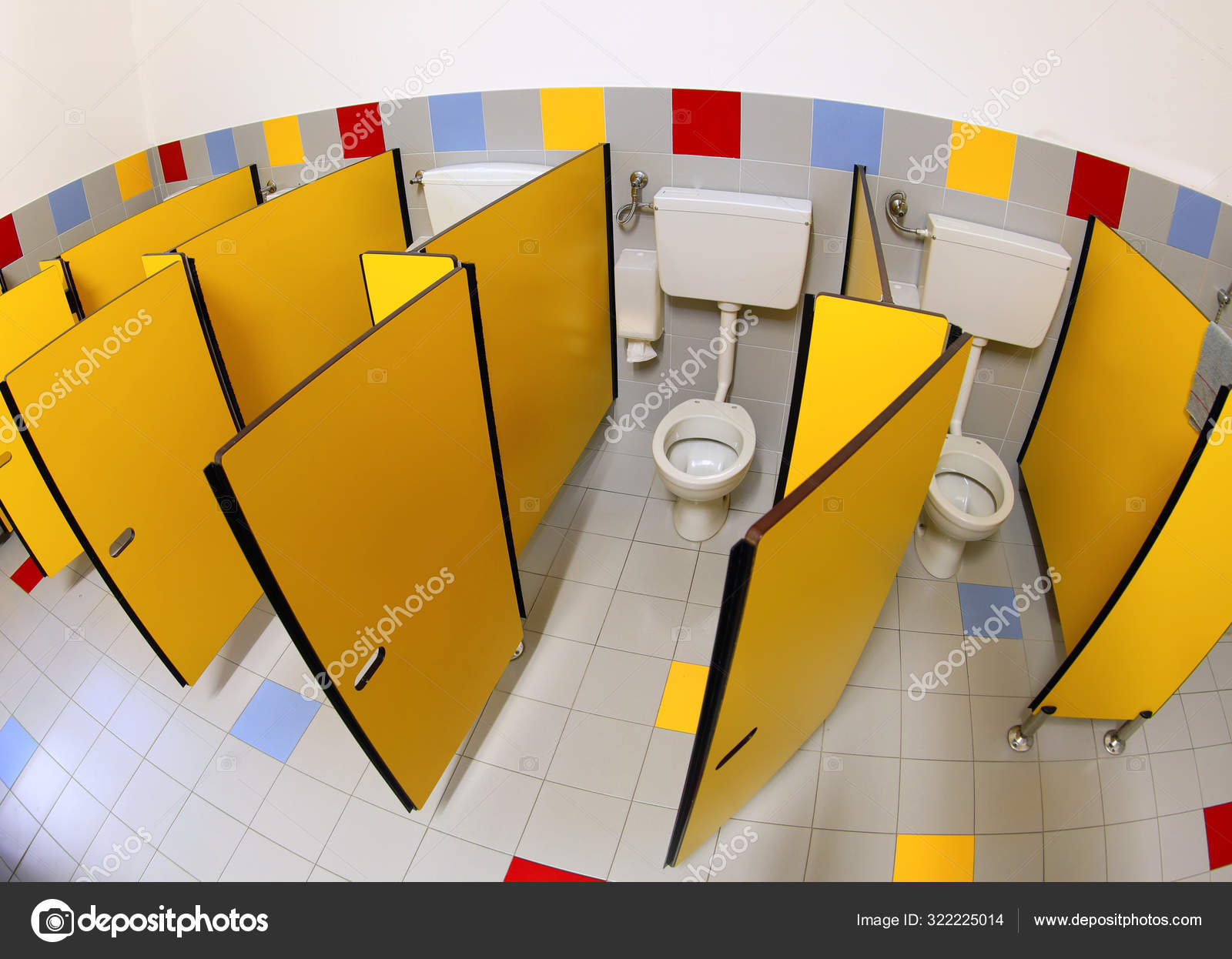 Doors of a Bathroom of a kindergarten Stock Photo by ©ChiccoDodiFC
