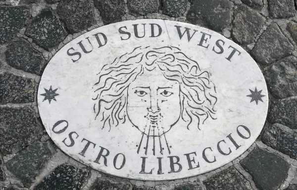 Tile in Saint Peter Square in Vatican City with names of Wind — Stock Photo, Image