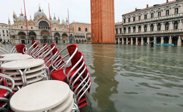 Piazza San Marco chiamata Piazza San Marco durante l'alluvione a Ve — Foto Stock