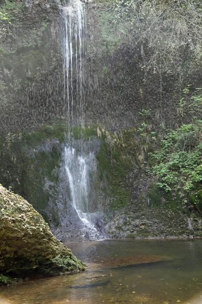 Haute cascade dans la forêt — Photo