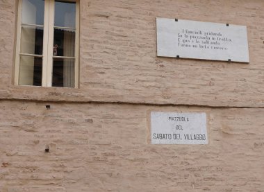 Recanati, Mc, İtalya - 2 Kasım 19: Sokak Adı Piazzola del S