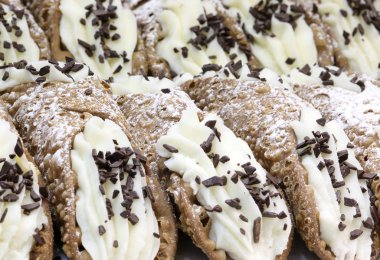 Sicilya Cannoli İtalya 'da Palermo ve Sicilya' nın tipik pastası