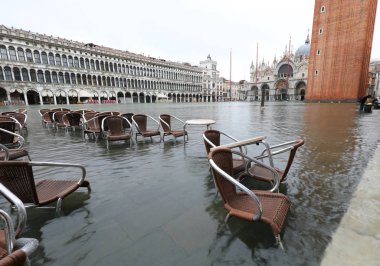 Saint Mark Square in Venice in Italy during the flood clipart