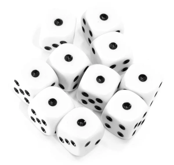 Spela tärning alla med nummer ett på en vit — Stockfoto