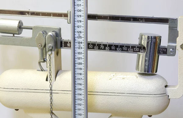 Vintage weight scale for children in the clinic — Stock Photo, Image