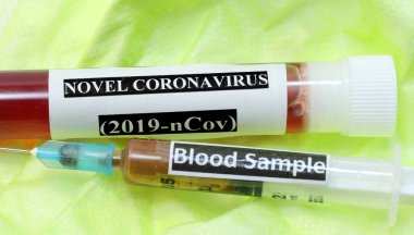 Coronavirus blood test tube and syringe