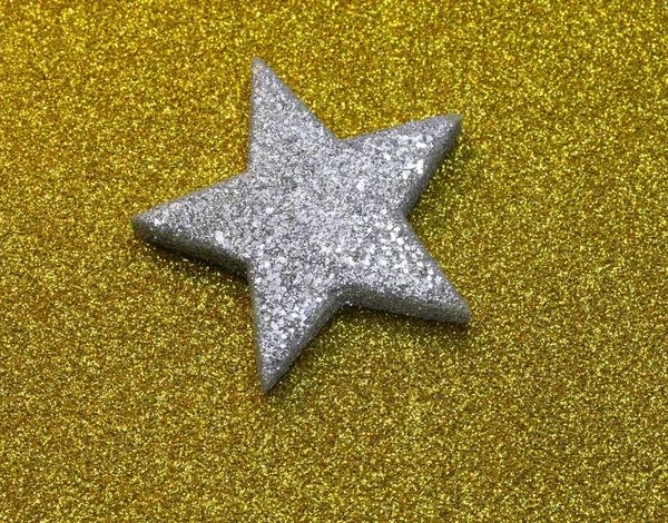 Altın Parıltı Arkaplanda Büyük Gümüş Yıldız — Stok fotoğraf