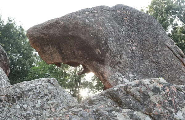 Famosa rocha na forma de uma cabeça de cão perto da cidade PIANA em Fr — Fotografia de Stock