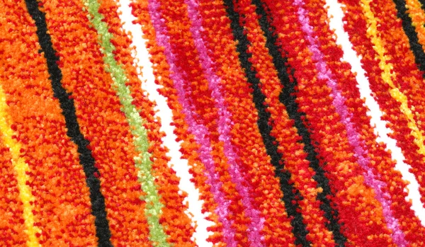 Detail Inexpensive Chenille Rug Horizontal Stripes Colored Bright Colors — Stock Photo, Image