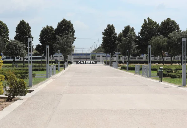 Wide Avenue Caserta City Zuid Italië Tekst Met Naam Van — Stockfoto