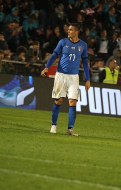 Vicenza, VI, İtalya - 15 Ekim 2018: Futbol maçı İtalya vs Tunus 21 Olsen Stadyumu'nda